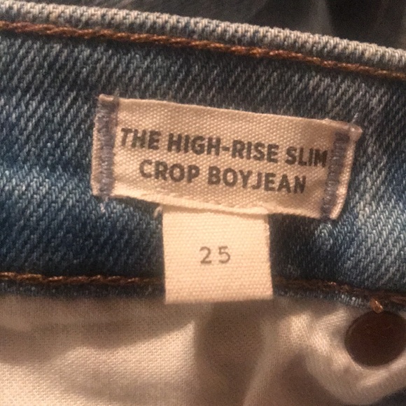 Madewell The High Rise Slim Crop Boyjean distressed at knees and hem Size 25 EUC - Picture 8 of 8